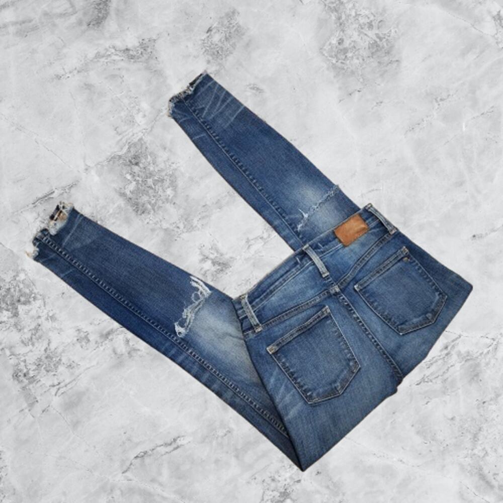 Madewell 10" High Rise Skinny Button Fly Distressed Raw Hem Size 26